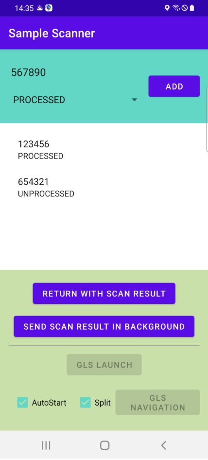 Better Route - App to App Scanlib - Sample app screen